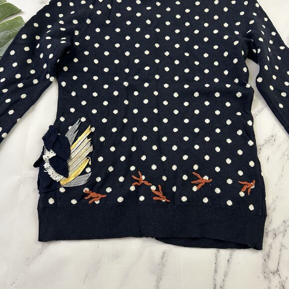 Charlie Robin Anthropologie Chicken Cardigan Sweater Size XS Blue Polka Dot - Picture 12 of 12